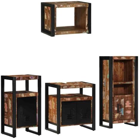 Bathroom Furniture Set with Drawer 4 pcs Solid Reclaim Wood vidaXL (1/5)
