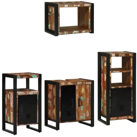 Bathroom Furniture Set with Drawer 4 pcs Solid Reclaim Wood vidaXL (1/5)