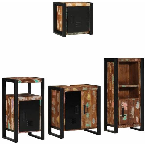 Bathroom Furniture Set with Drawer 4 pcs Solid Reclaim Wood vidaXL (1/5)