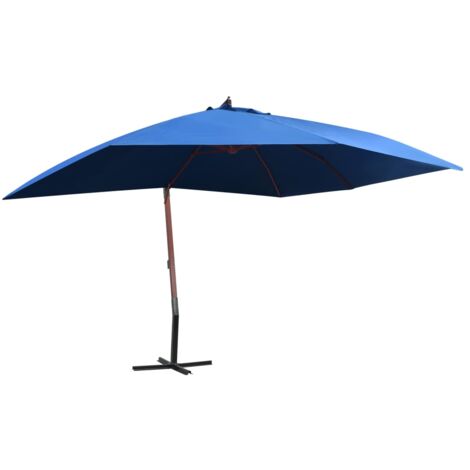 Hanging Garden Parasol with Wooden Pole 400x300 cm Blue vidaXL