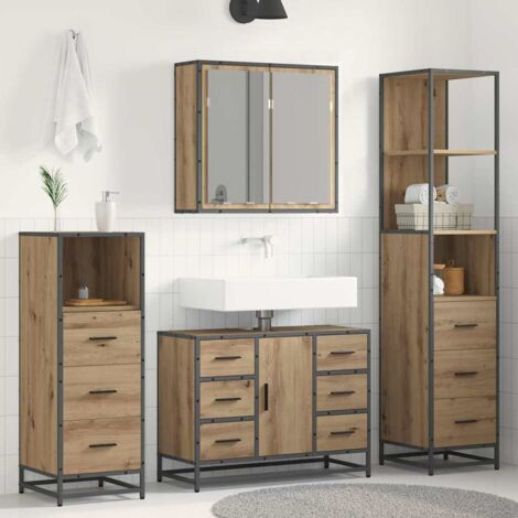 Bathroom Furniture Set 4 pcs Artisan oak Engineered wood vidaXL (1/5)