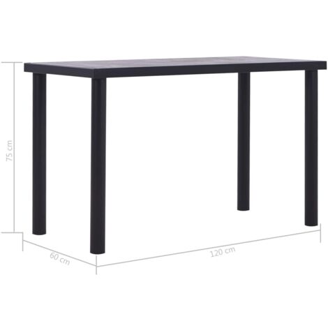 Dining Table Black and Concrete Grey 120x60x75 cm MDF vidaXL