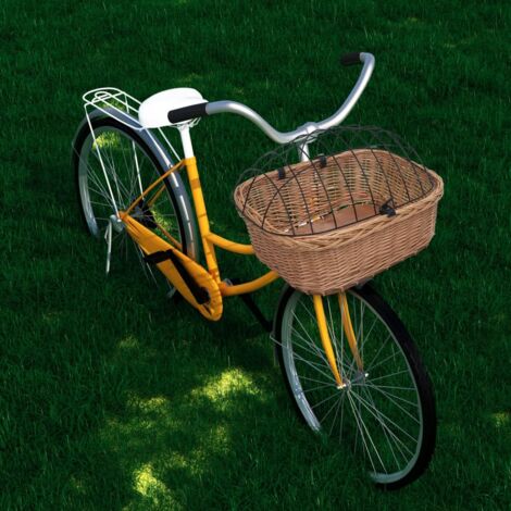 Bike Front Basket with Cover 50x45x35 cm Natural Willow vidaXL
