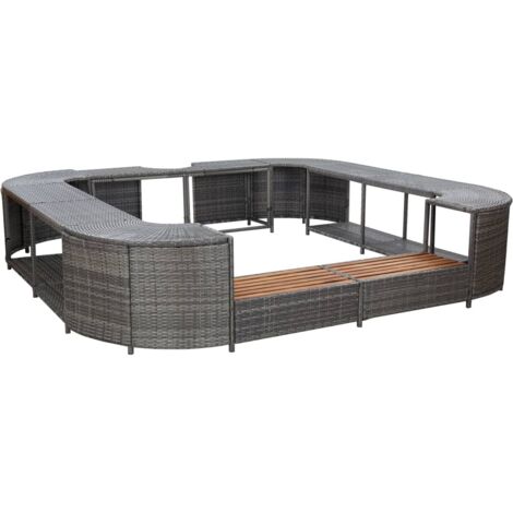Square Spa Surround Grey 268 x 268 x 55 cm Poly Rattan vidaXL