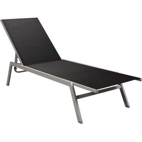 Sun Lounger Steel and Textilene Black vidaXL