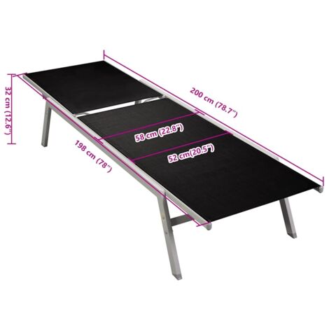 Sun Lounger Steel and Textilene Black vidaXL