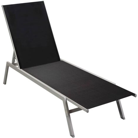 Sun Lounger Steel and Textilene Black vidaXL
