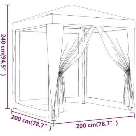 Party Tent with 4 Mesh Sidewalls 2x2 m White vidaXL