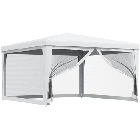vidaXL Party Tent with 4 Mesh Sidewalls 4x4 m White - White