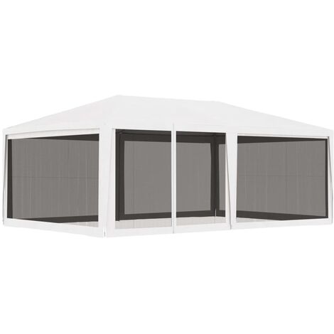 vidaXL Party Tent with 4 Mesh Sidewalls 4x6 m White - White