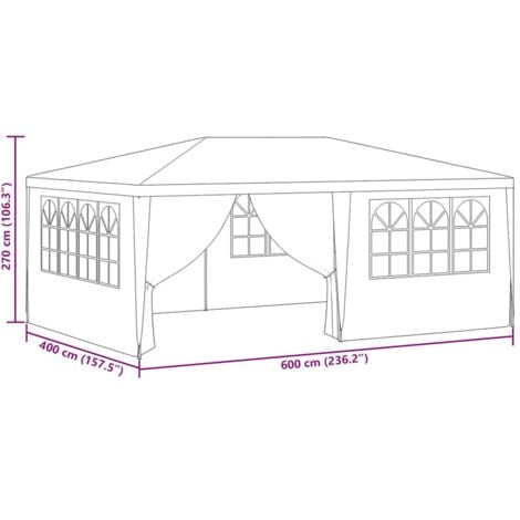Professional Party Tent with Side Walls 4x6 m White 90 g/m vidaXL