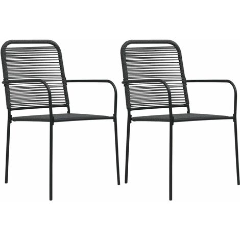 Outdoor Chair Set of 2 Black Cotton rope, Powder-coated steel vidaXL