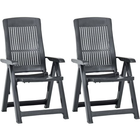 Garden Reclining Chairs 2 pcs Plastic Anthracite vidaXL