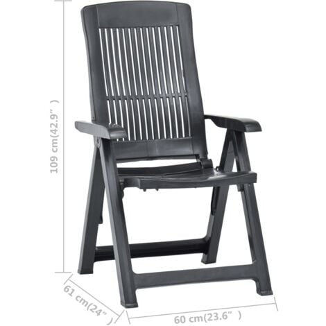 Garden Reclining Chairs 2 pcs Plastic Anthracite vidaXL