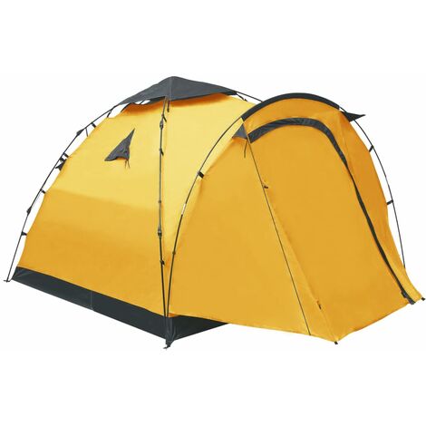 vidaXL Pop Up Camping Tent 3 Person Yellow - Yellow