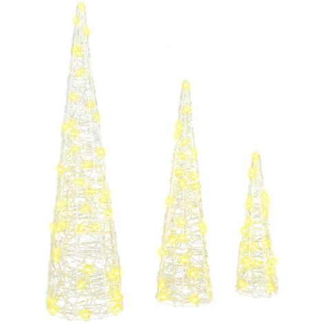 Christmas Tree 3 pcs Warm white 20 x 20 x 80 cm Acrylic vidaXL (1/5)