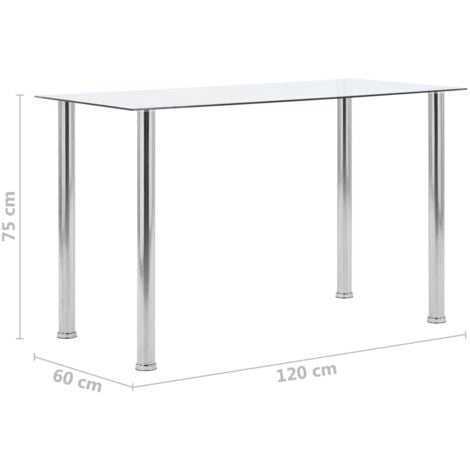 Dining Table Transparent 120x60x75 cm Tempered Glass vidaXL