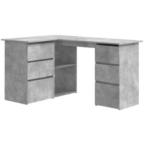 vidaXL Corner Desk 145x100x76 cm Chipboard Concrete Grey - Grey