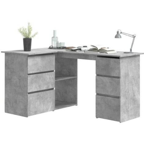 Corner Desk Concrete Grey 145x100x76 cm Engineered Wood vidaXL