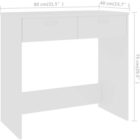 Desk White 80x40x75 cm Engineered Wood vidaXL