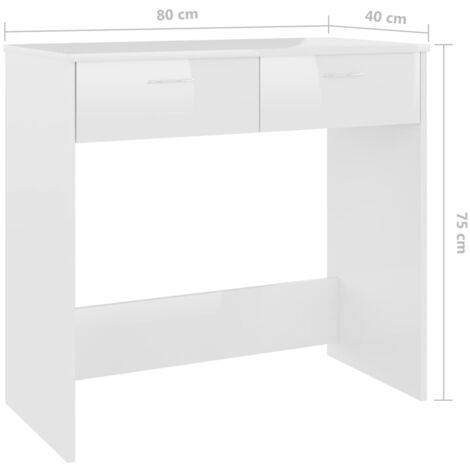 Desk High Gloss White 80x40x75 cm Engineered Wood vidaXL