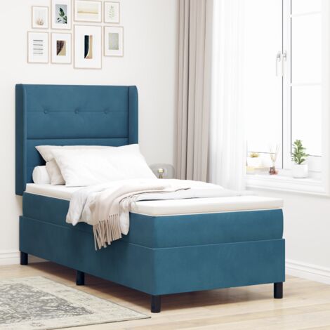Box Spring Bed with LED Strip Lights Blue 80 x 200 cm Velvet vidaXL (1/5)