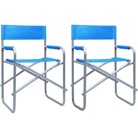 Director's Chair  Set of 2  Steel blue  Steel, 100% polyester  Medium vidaXL