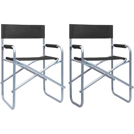Director's Chair Set of 2 Black Steel, Polyester Standard vidaXL