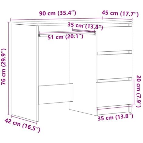Desk Sonoma Oak 90x45x76 cm Engineered Wood vidaXL