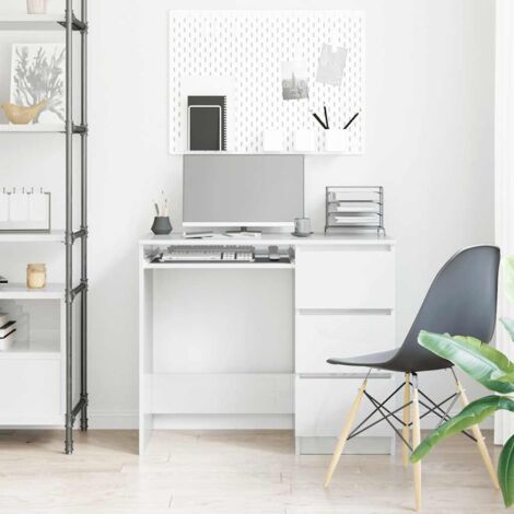 Desk High Gloss White 90x45x76 cm Engineered Wood vidaXL