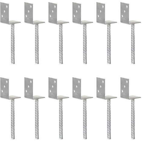 Fence Anchors 12 pcs Silver 8x6x30 cm Galvanised Steel vidaXL