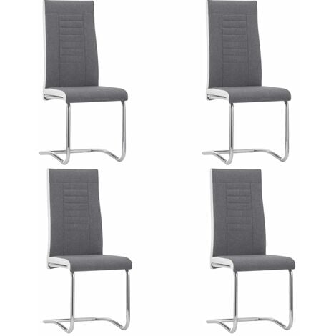 vidaXL Cantilever Dining Chairs 4 pcs Dark Grey Fabric - Grey
