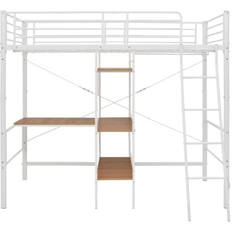 Bunk Bed with Table without Mattress White Metal 90x200 cm vidaXL