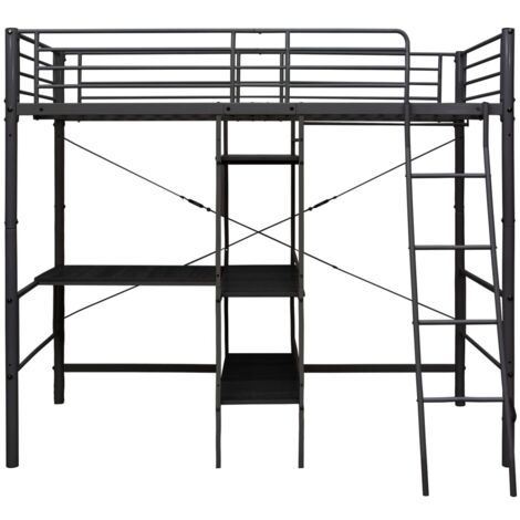 New full over loft deals black metal framed bed