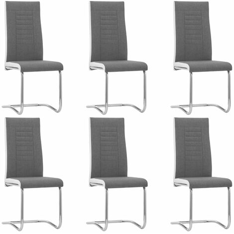 vidaXL Cantilever Dining Chairs 6 pcs Dark Grey Fabric - Grey