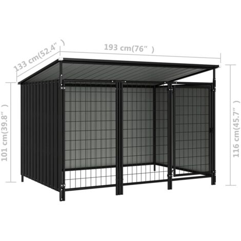 Outdoor Dog Kennel 193x133x116 cm vidaXL