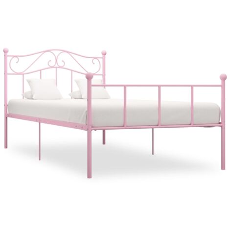 284538 Bed Frame without Mattress Pink Metal 100x200 cm vidaXL (1/5)