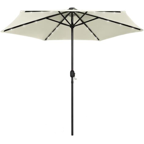 Garden Parasol with LED Lights and Aluminium Pole 270 cm Sand White vidaXL