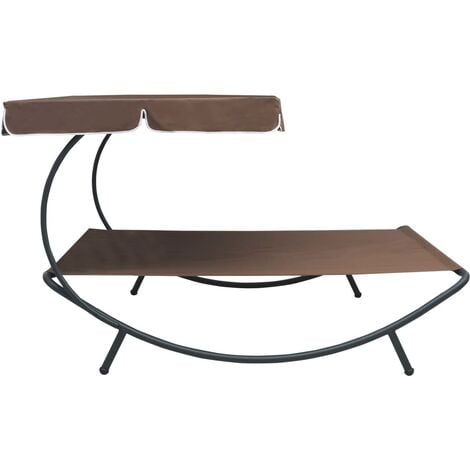 Outdoor Lounge Bed with Canopy Brown vidaXL