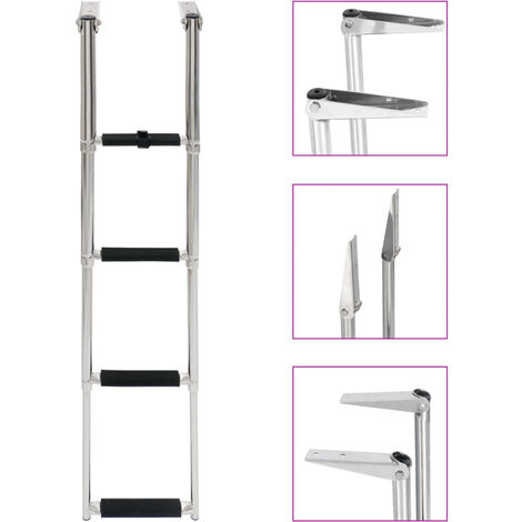 vidaXL Folding Boarding Ladder 4-step Stainless Steel