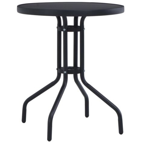 Garden Table Black 60 cm Steel and Glass vidaXL
