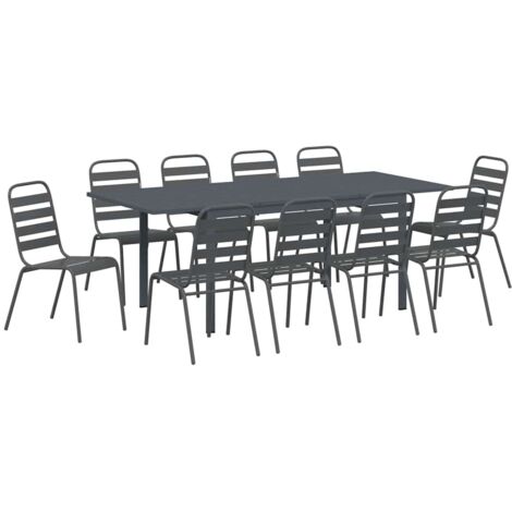 Garden Dining Set 11 pcs Anthracite Steel vidaXL (1/5)