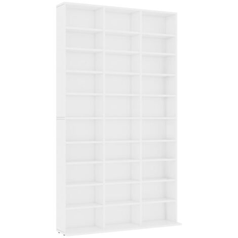 Vidaxl – CD cabinet white 102x23x177.5 cm engineered wood – 30 open compartments – Sturdy and durable for music collection storage (1/5)