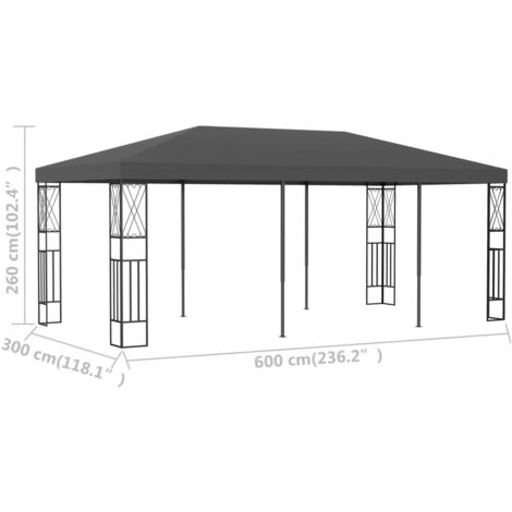 Gazebo 3x6 m Anthracite Fabric vidaXL