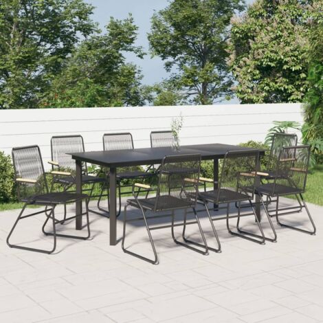 9 Piece Garden Dining Set Black PVC Rattan vidaXL (1/5)
