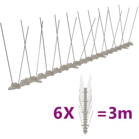 2-row Plastic Bird & Pigeon Spikes Set of 6 3 m vidaXL