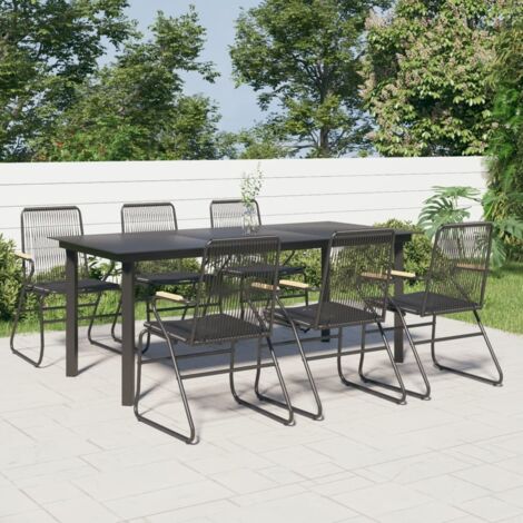 7 Piece Garden Dining Set Black PVC Rattan vidaXL (1/5)