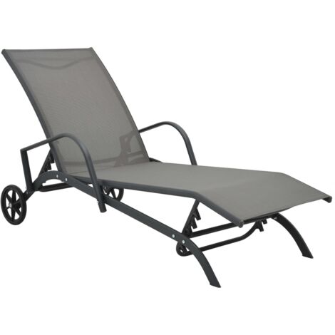 Sun Lounger Steel and Textilene vidaXL
