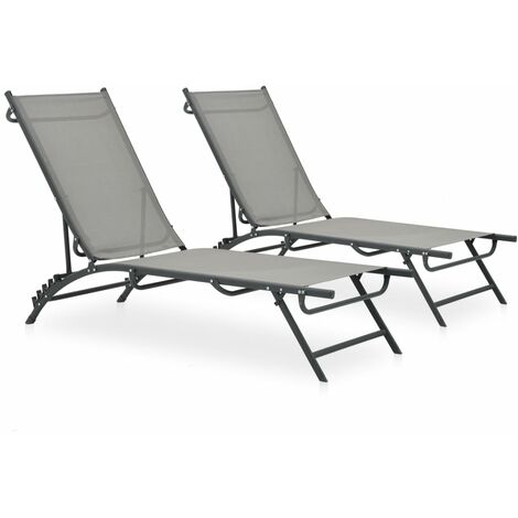 Sun Loungers 2 pcs Textilene and Steel vidaXL
