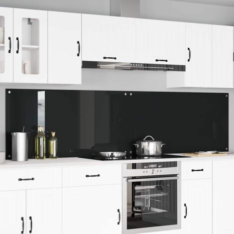 Kitchen Backsplash 2 pcs Black 120 x 60 cm Tempered Glass vidaXL